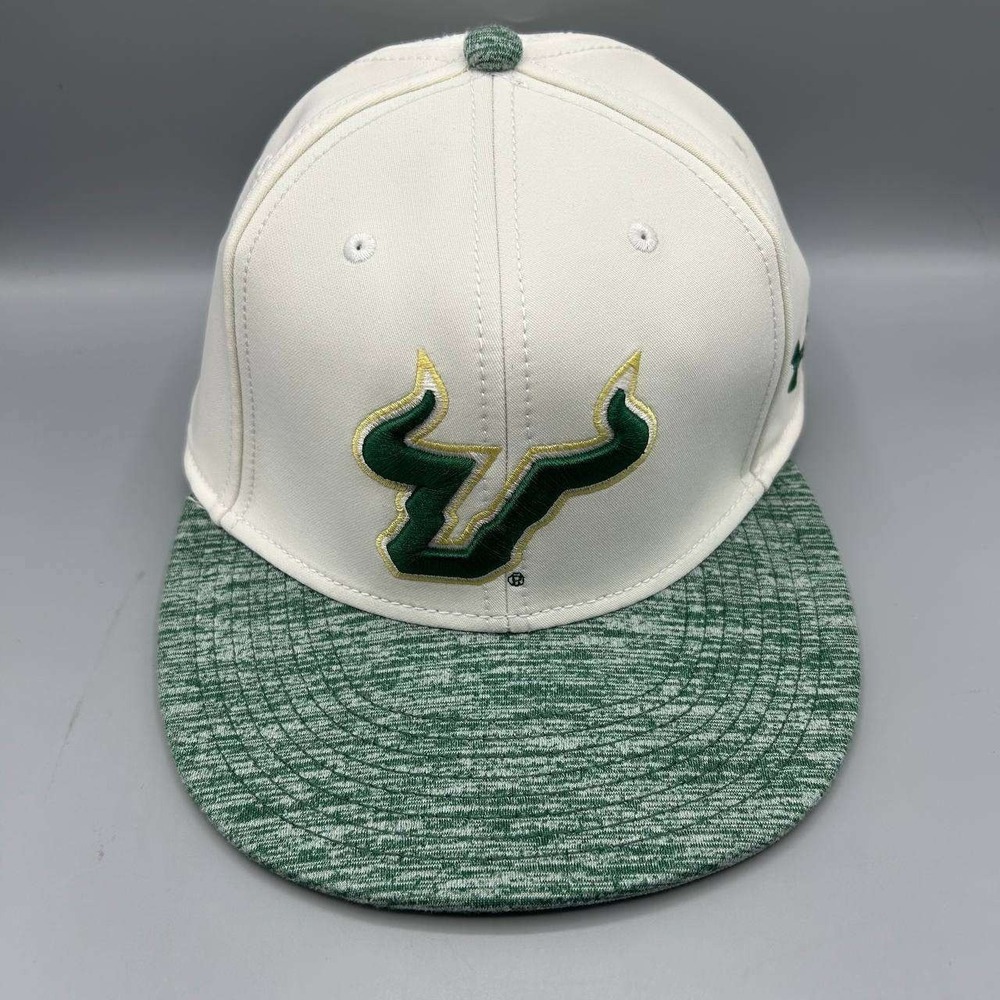 South Florida Bulls NCAA Hat Men Medium White Green The Game Fitted Cap New M
